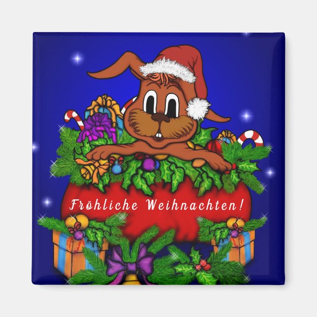 Aimant Weihnachtskaninchen, Fröhliche Weihnachten ! (Devant)