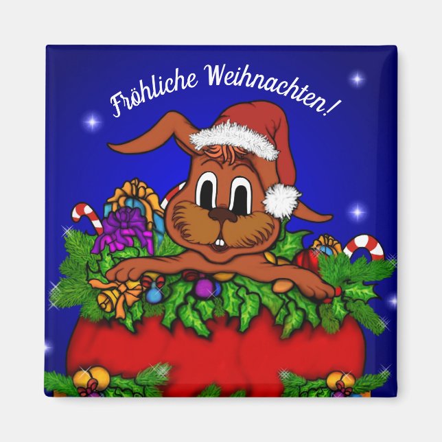 Aimant Weihnachtskaninchen, Fröhliche Weihnachten ! (Devant)