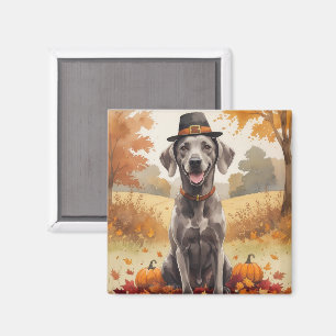 Aimant Weimaraner À L'Automne Quitte L'Art Thanksgiving