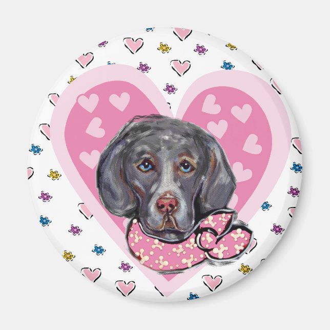Aimant Weimaraner de la Saint-Valentin (Devant)