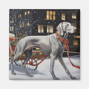 Aimant Weimaraner Festin de Noël