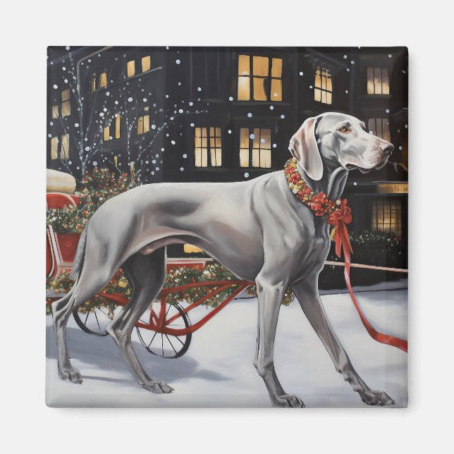 Aimant Weimaraner Festin de Noël (Devant)