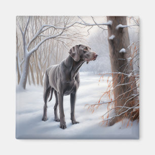 Aimant Weimaraner Laisser Neige Noël