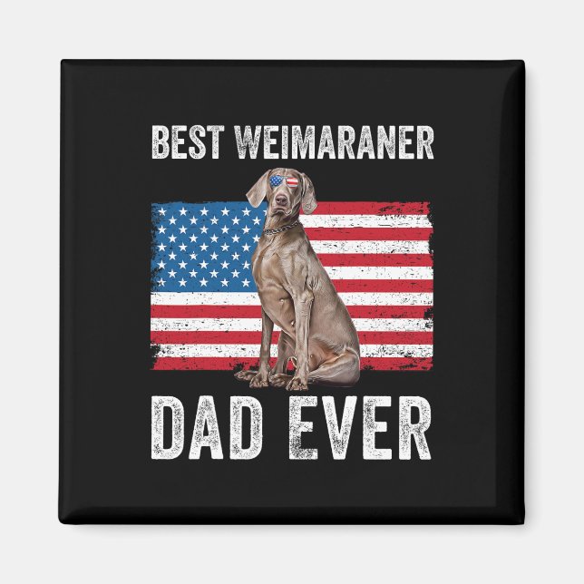 Aimant Weimaraner Papa Américain Drapeau Propriétaire Amo (Devant)