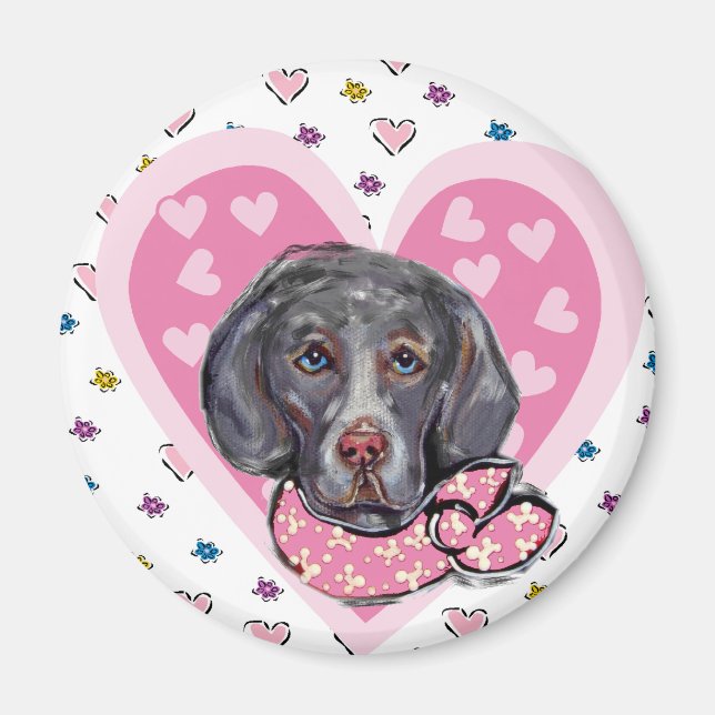 Aimant Weimaraner Valentine (Devant)