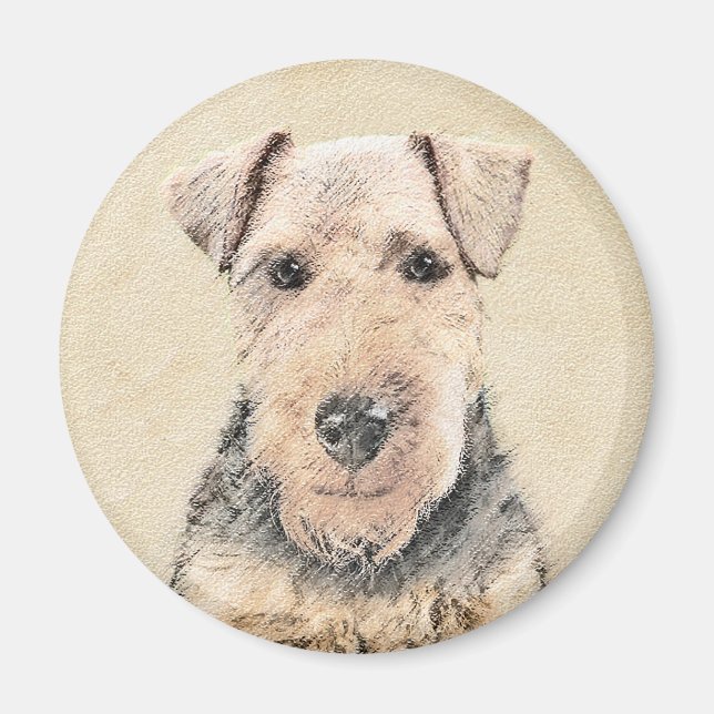 Aimant Welsh Terrier Painting - Cute Original Dog Art (Devant)