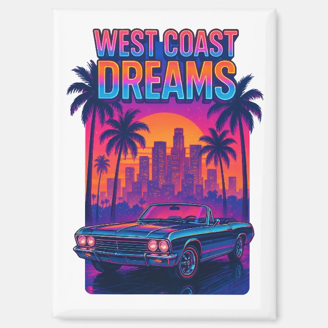 Aimant West Coast Dreams – 1980s Synthwave Retro (Recto)