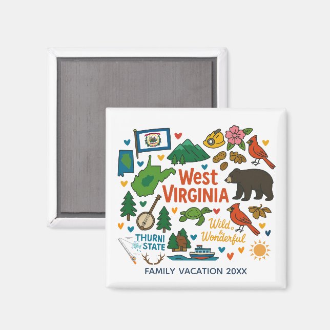 Aimant West Virginia Family Trip Keepsake Personalized (Recto/Verso)