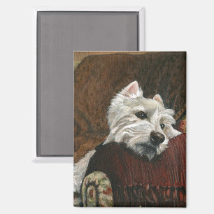 Aimant Westie sur canapé