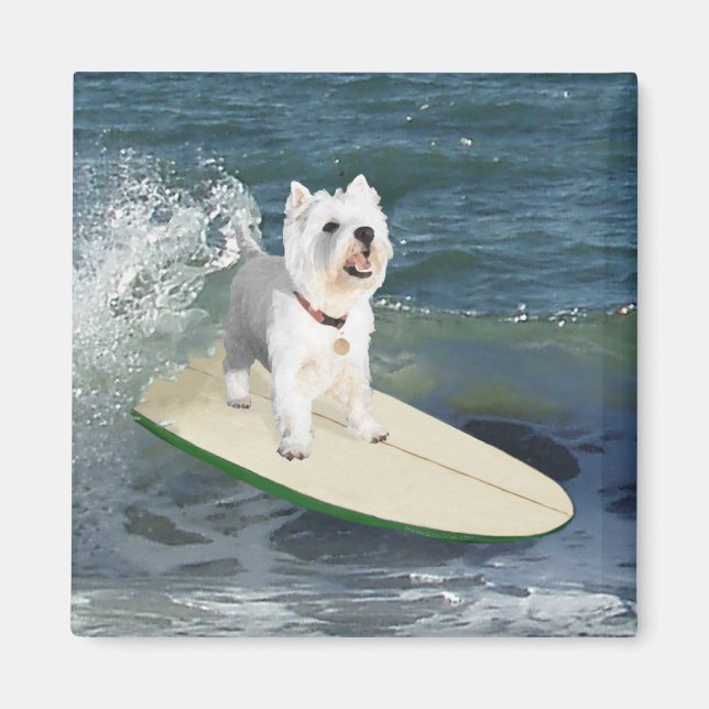 Aimant Westie Surfeur (Devant)