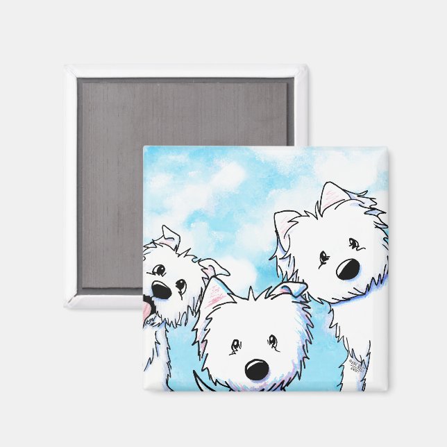 Aimant Westies qui regardent furtivement  (Recto/Verso)