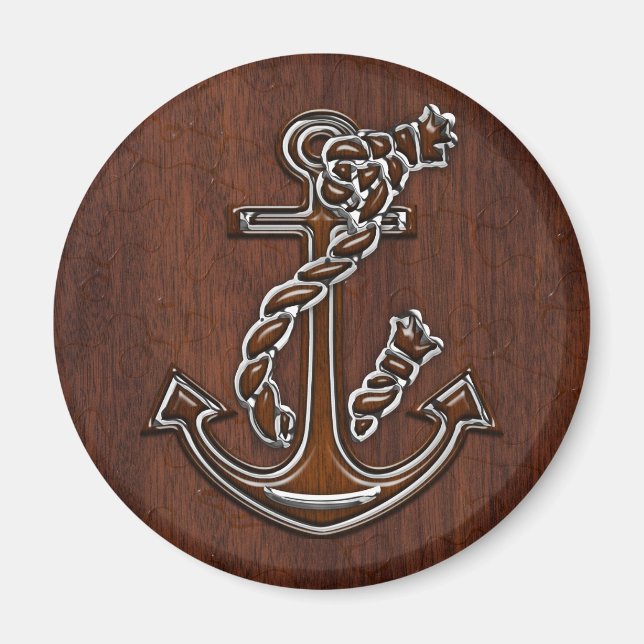 Aimant Wet Nautical Mahogany Anchor Steel Decor (Devant)