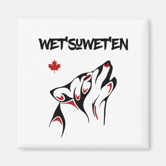 Aimant Wet'suwet'en Howling Wolf Haida Style Tatouage cou (Devant)