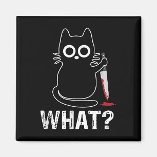 Aimant What_ - Chat Drôle Avec Design Graphique Couteau