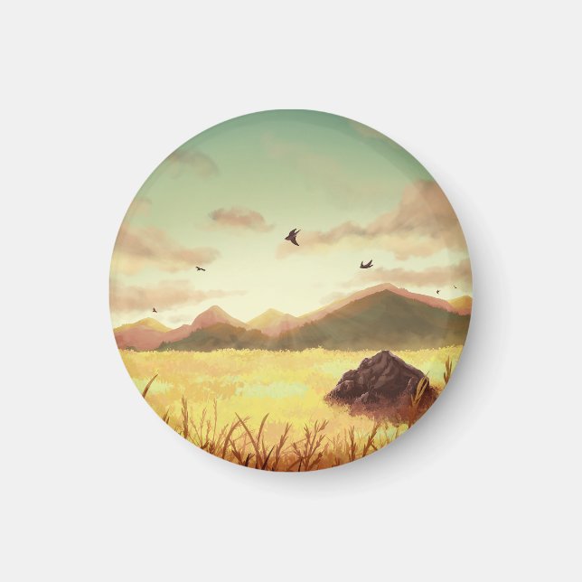Aimant Wheat fields at sunrise (Devant)