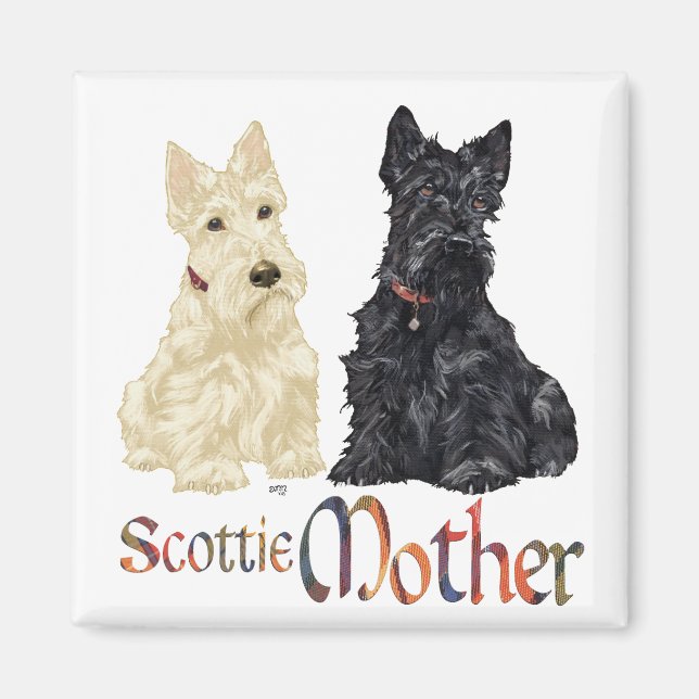 Aimant Wheaten & Black Scotties Fête des Mères (Devant)