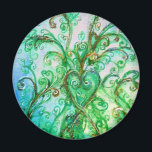 Aimant WHIMSICAL FLOURISHES bright green yellow blue<br><div class="desc">Colorful blossoms and blooms in Spring .Watercolor  painting with golden and silver foil.</div>