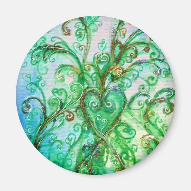Aimant WHIMSICAL FLOURISHES bright green yellow blue (Devant)