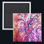 Aimant WHIMSICAL FLOURISHES bright pink purple white<br><div class="desc">Colorful blossoms and blooms in Spring .Watercolor  painting with golden and silver foil.</div>
