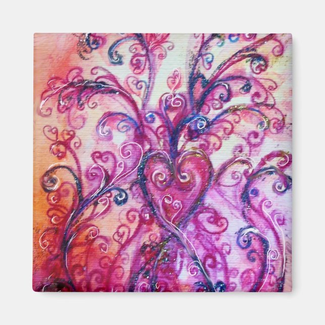 Aimant WHIMSICAL FLOURISHES bright pink purple white (Devant)