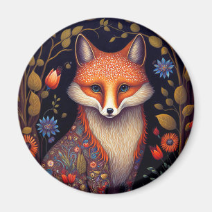 Aimant Whimsical Fox Woodland Imaginaire Art
