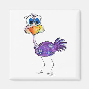 Aimant Whimsical Happy Violet Ostrich