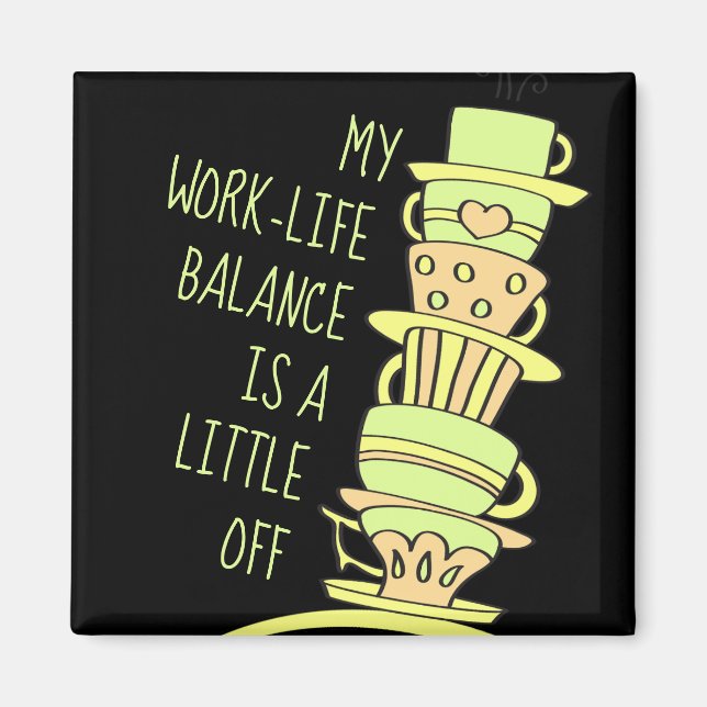 Aimant Whimsical Pastel Coffee Cups and Typography (Devant)