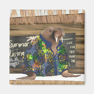 Aimant Whimsical Tropical Hawaiian Walrus Marine Life