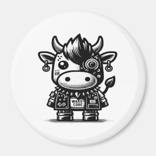 Aimant Whimsigoth Cyborg Cow Art Vintage Design Classique