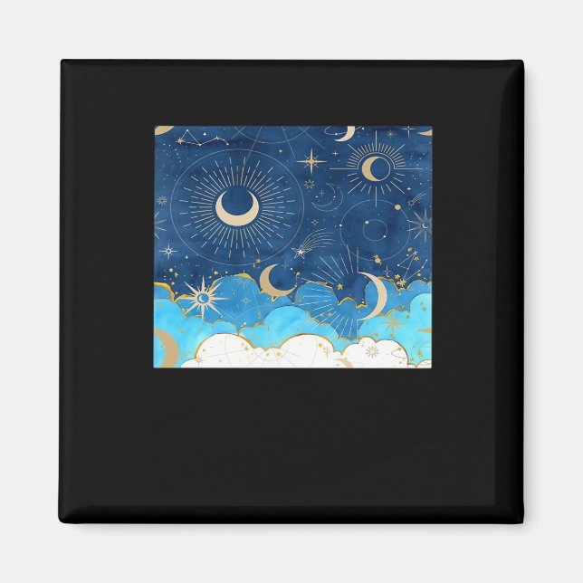 Aimant Whimsigoth Nuages Sun Moon Witchy Classic (Devant)