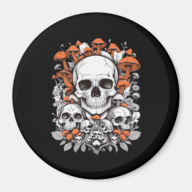 Aimant Whimsigoth Skuls & Champignons Ae botanique Vintag (Devant)
