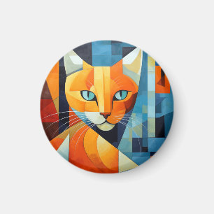 Aimant Whiskers Abstraits : Chat orange