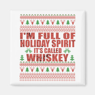 Aimant Whiskey est mon esprit drôle et moche pull de Noël