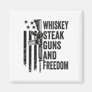 Aimant Whiskey Steak Guns And Freedom - Funny Gun Bbq Gri