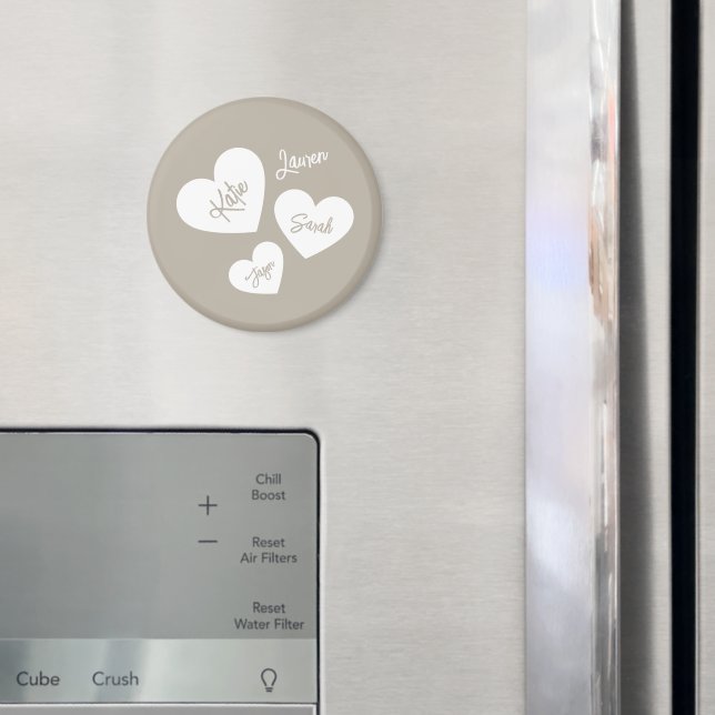 Aimant Whisper doux personnalisé Coeurs de la mère beige (In situ (réfrigérateur))