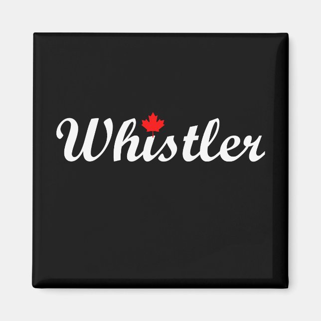 Aimant Whistler Canada Script Texte Maple Leaf Dark (Devant)