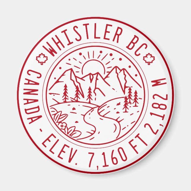 Aimant Whistler Colombie-Britannique Canada Ski minimalis (Devant)