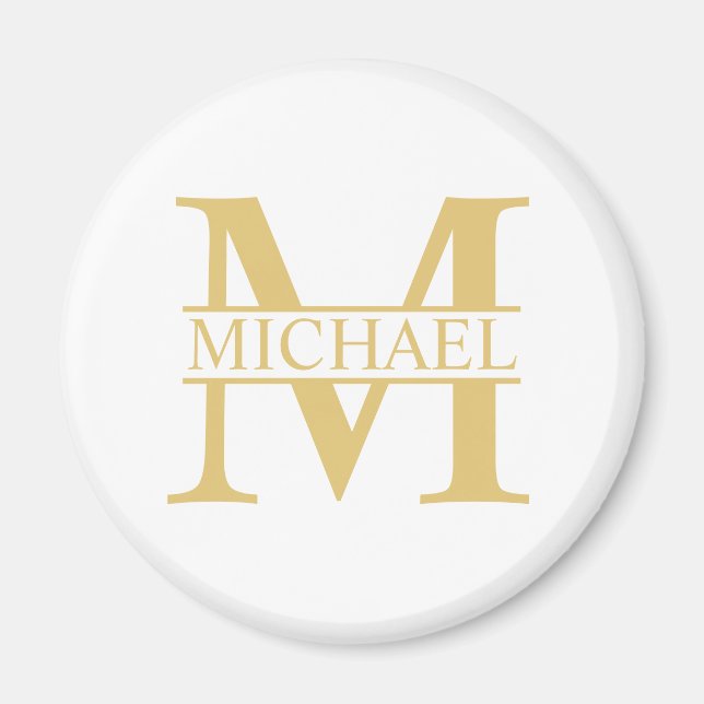 Aimant White and Gold Personalized Monogram and Name (Devant)