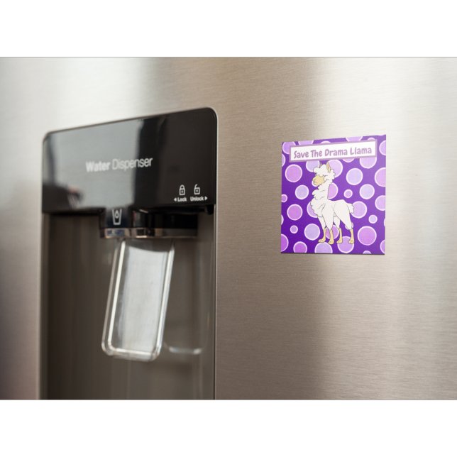 Aimant White and Tan Curly Haired Llama on Polka Dots (Créateur téléchargé)