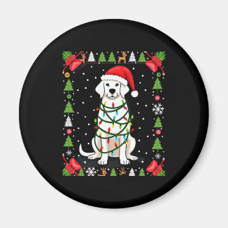 Aimant White Boxer Dog Ugly Christmas Sweater Funny Xmas 