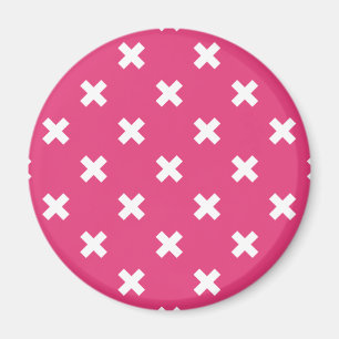 Aimant White cross stitches on fuchsia