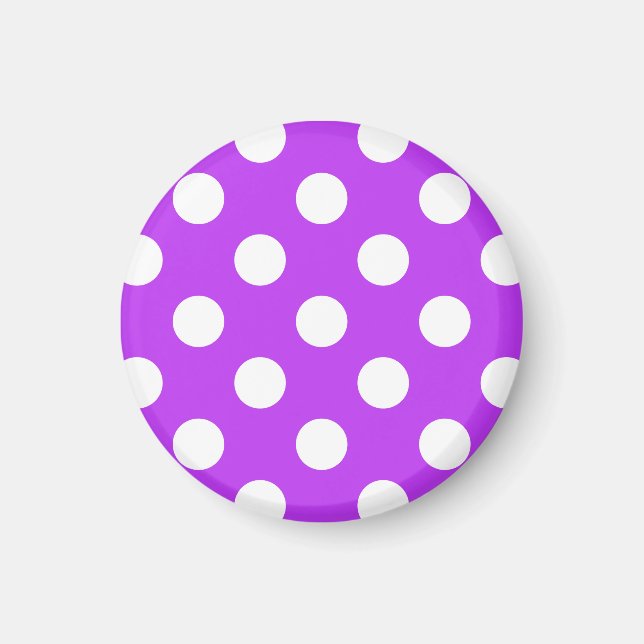 Aimant White polka dots on bright purple (Devant)