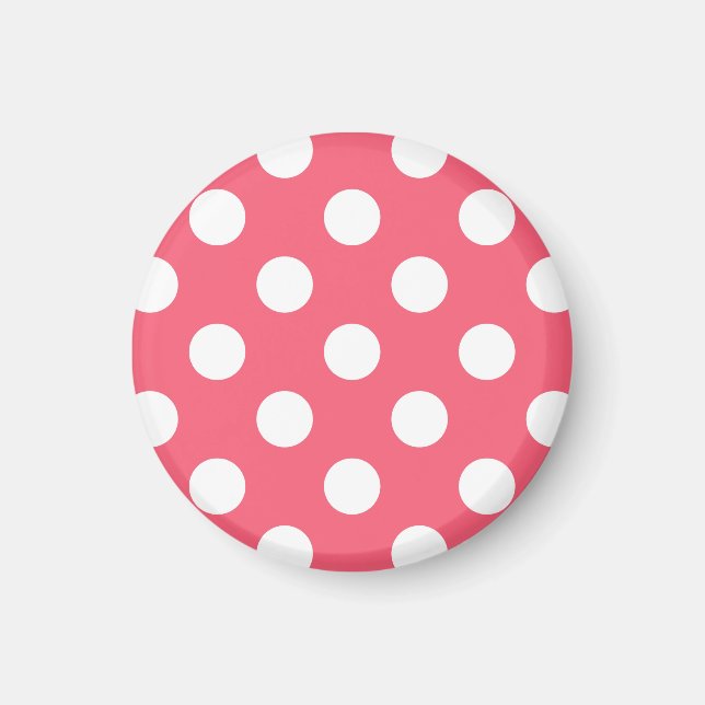 Aimant White polka dots on coral (Devant)