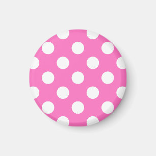 Aimant White polka dots on pink