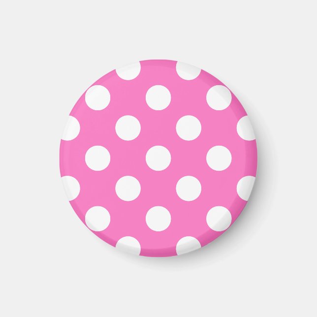 Aimant White polka dots on pink (Devant)