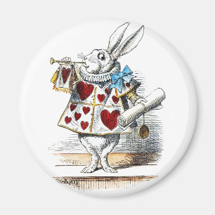 Aimant White Rabbit Alice Wonderland Hearts