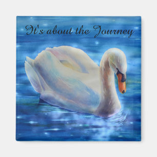 Aimant White swan watercolor painting, about the journey