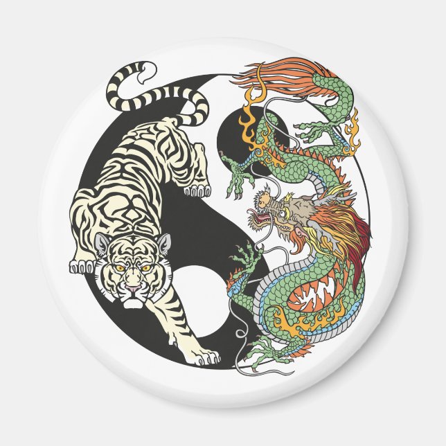 Aimant White tiger versus green dragon in the yin yang (Devant)