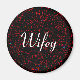 Aimant Wifey Art moderne fractal noir rouge Cool élégant