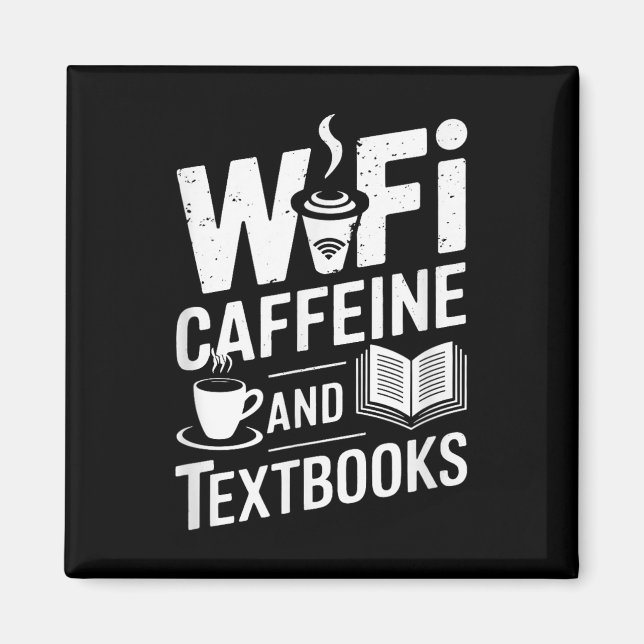 Aimant Wifi Caffeine And Textbooks  (Devant)